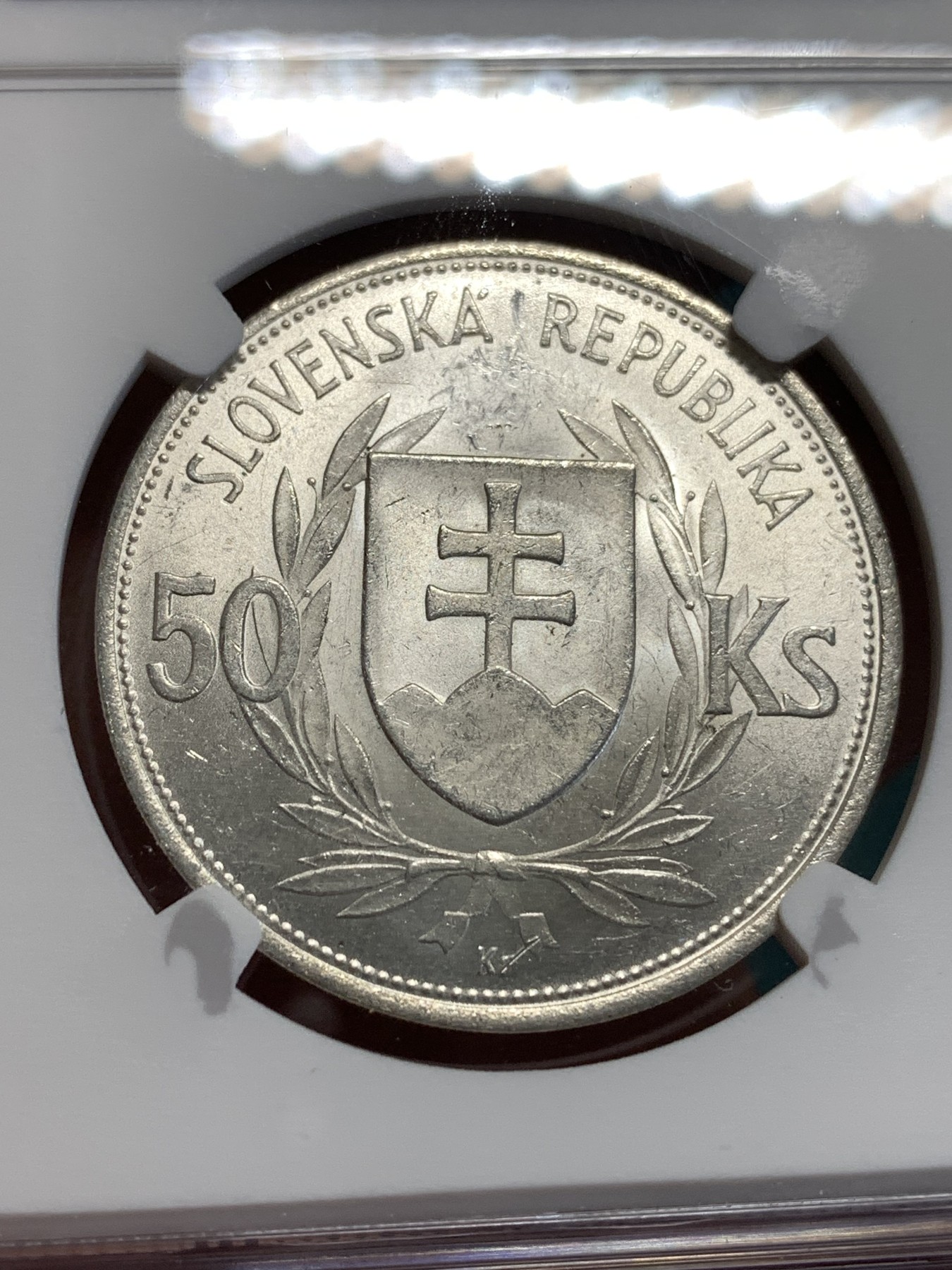 《竞宝斋》第189场-周日，周一 2场 (全场包邮) NGC MS62 斯洛伐克1944年傀儡总统50克朗银币