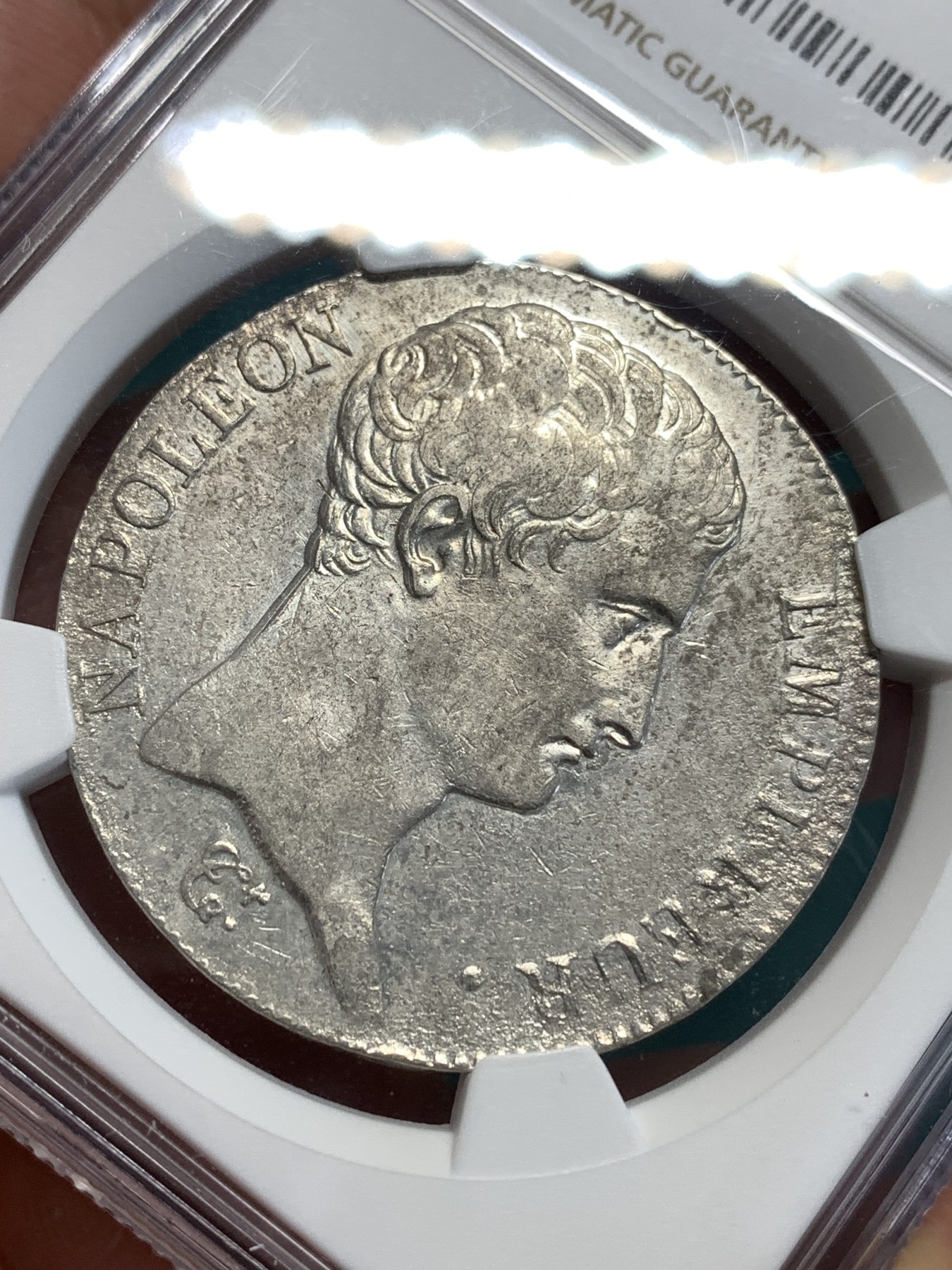 《竞宝斋》第189场-周日，周一 2场 (全场包邮) NGC XF 法国1806年拿破仑一世5法郎银币 少见头像 底板带光 非常不错