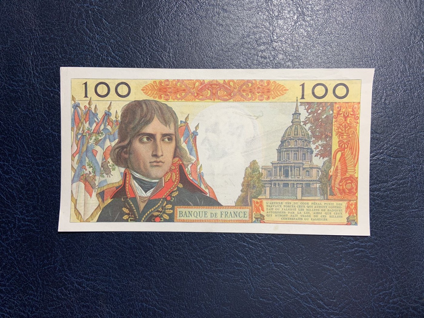 收藏联盟Quantum Auction 第281期拍卖  法国1963年100法郎 品相AU+ 轻微中软折 有针孔 拿破仑