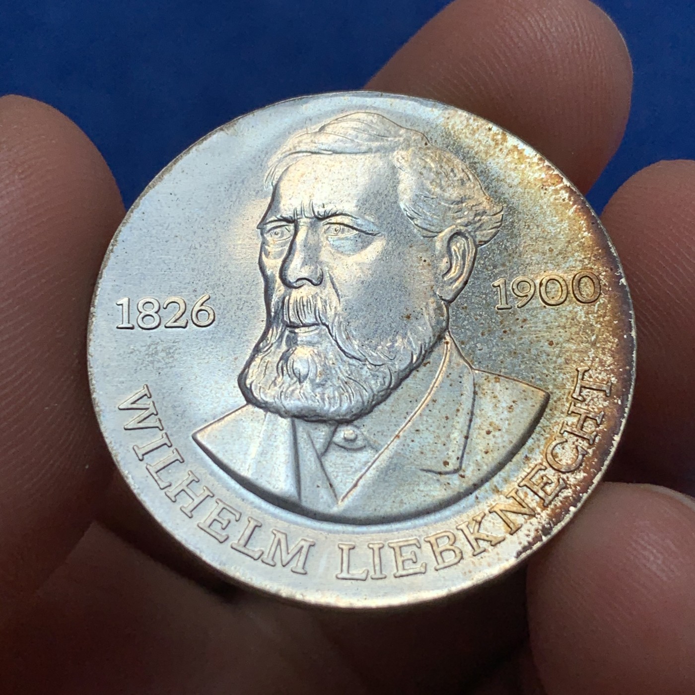 《竞宝斋》第189场-周日，周一 2场 (全场包邮) 德国 东德 1976 民主共和国 20马克银币 状态极好 少见品种