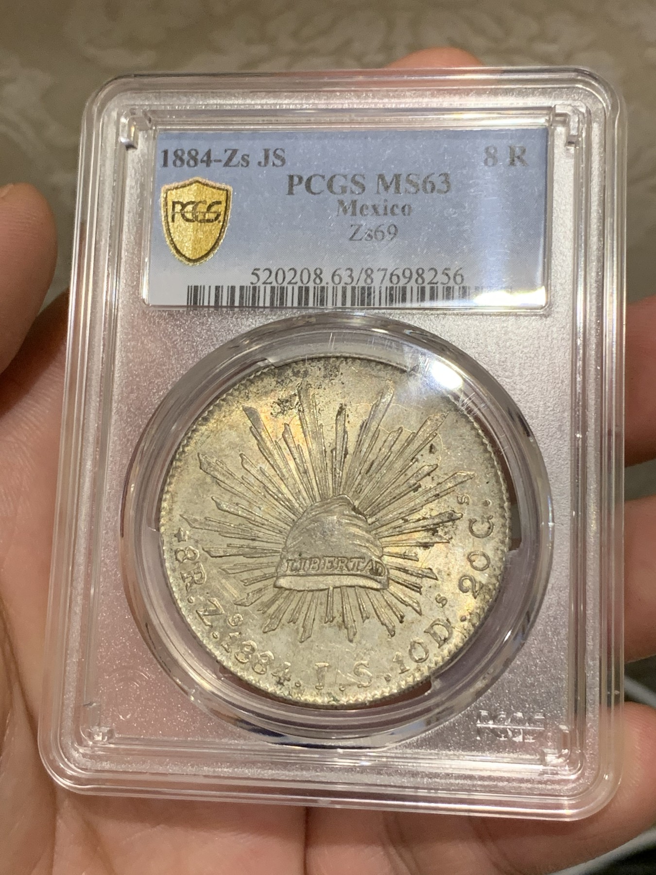 《竞宝斋》第189场-周日，周一 2场 (全场包邮) PCGS MS63 墨西哥1884年鹰洋8R银币
