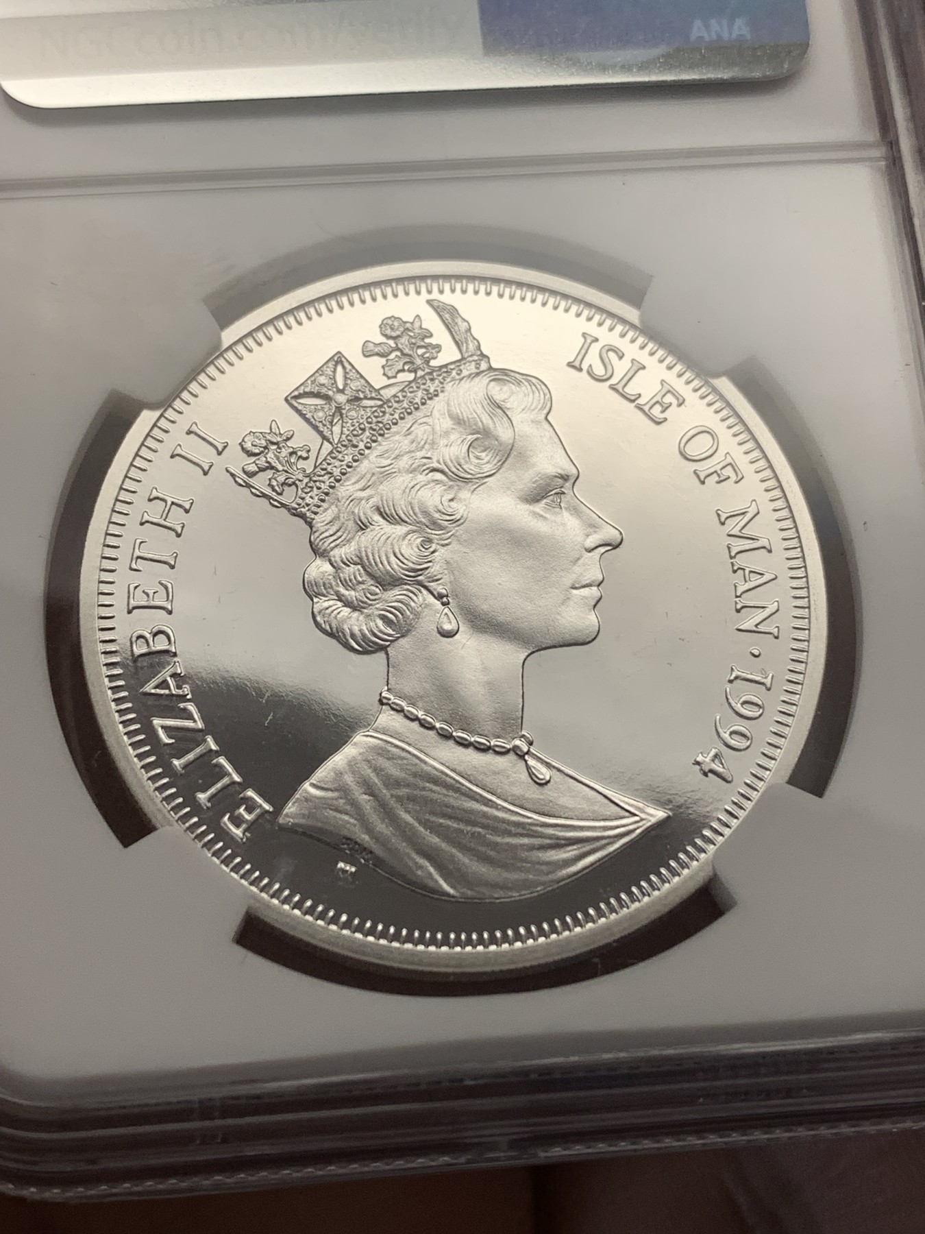 《竞宝斋》第189场-周日，周一 2场 (全场包邮) NGC PF68UC 马恩岛 1994 无尾猫 1克朗银币 999银 1盎司 31.1克