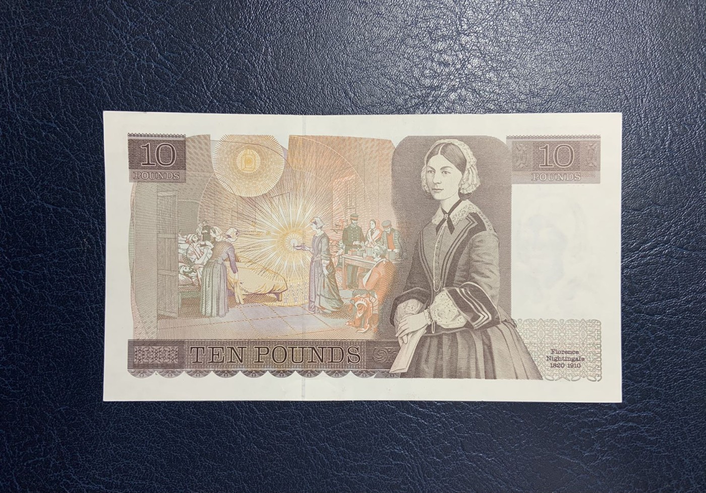 收藏联盟Quantum Auction 第281期拍卖  英国1988-91年10镑 品相UNC 边角瑕疵 细节如图 近代护理学奠基人 南丁格尔