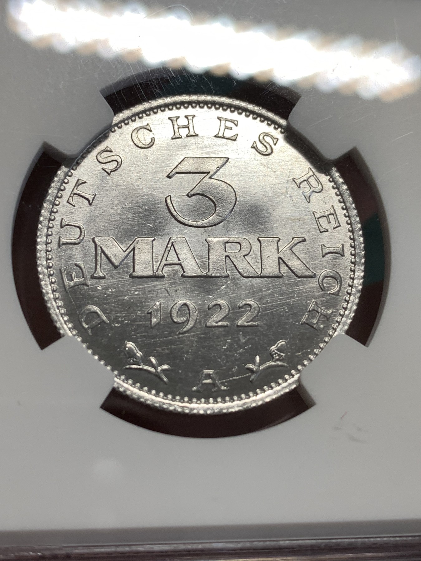 《竞宝斋》第189场-周日，周一 2场 (全场包邮) NGC MS63 德国1922年3马克铝币