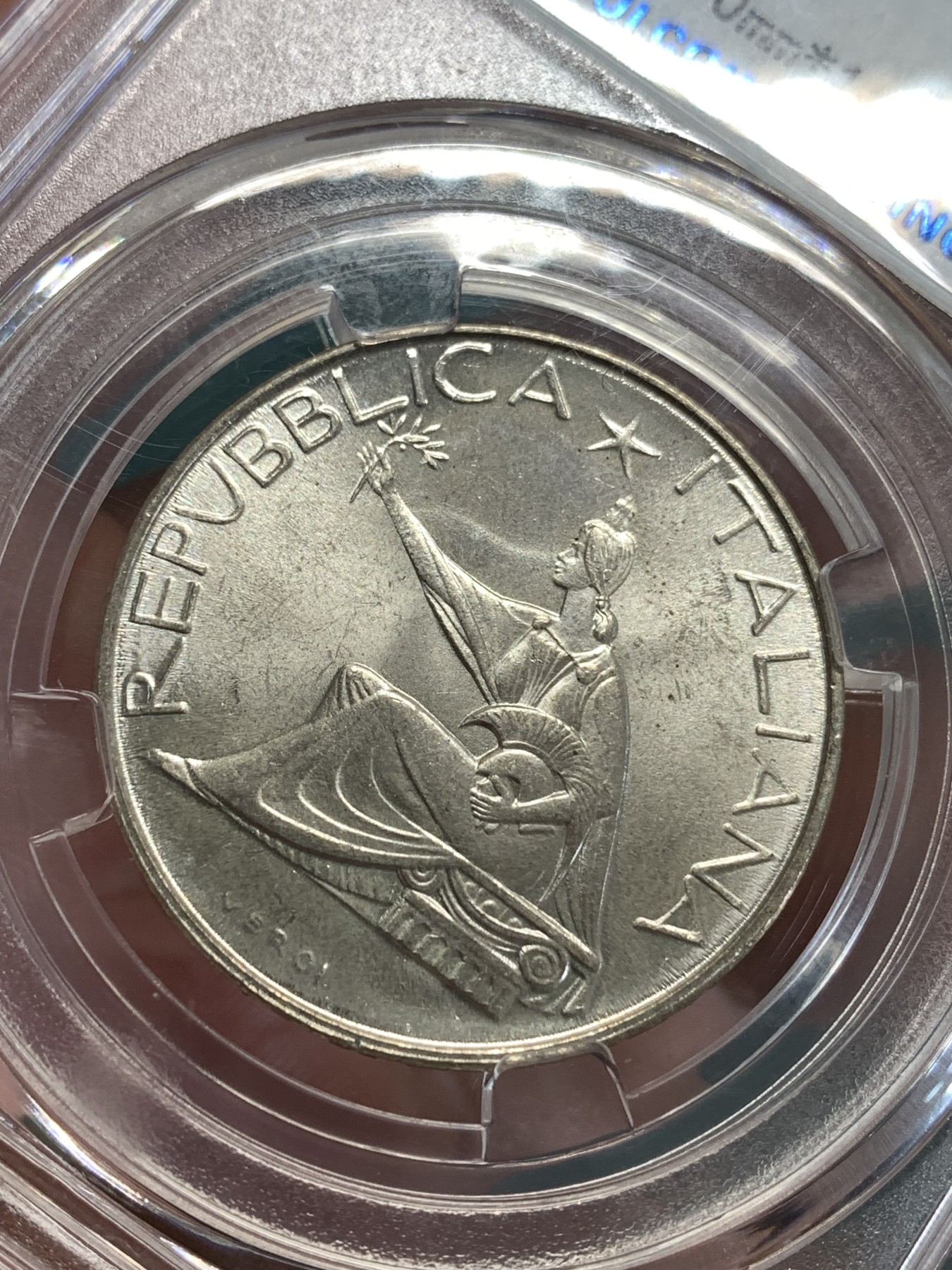 《竞宝斋》第190场-周日，周一 2场 (全场包邮) 保粹MS65 意大利1961年500里拉银币 意大利统一百年纪念