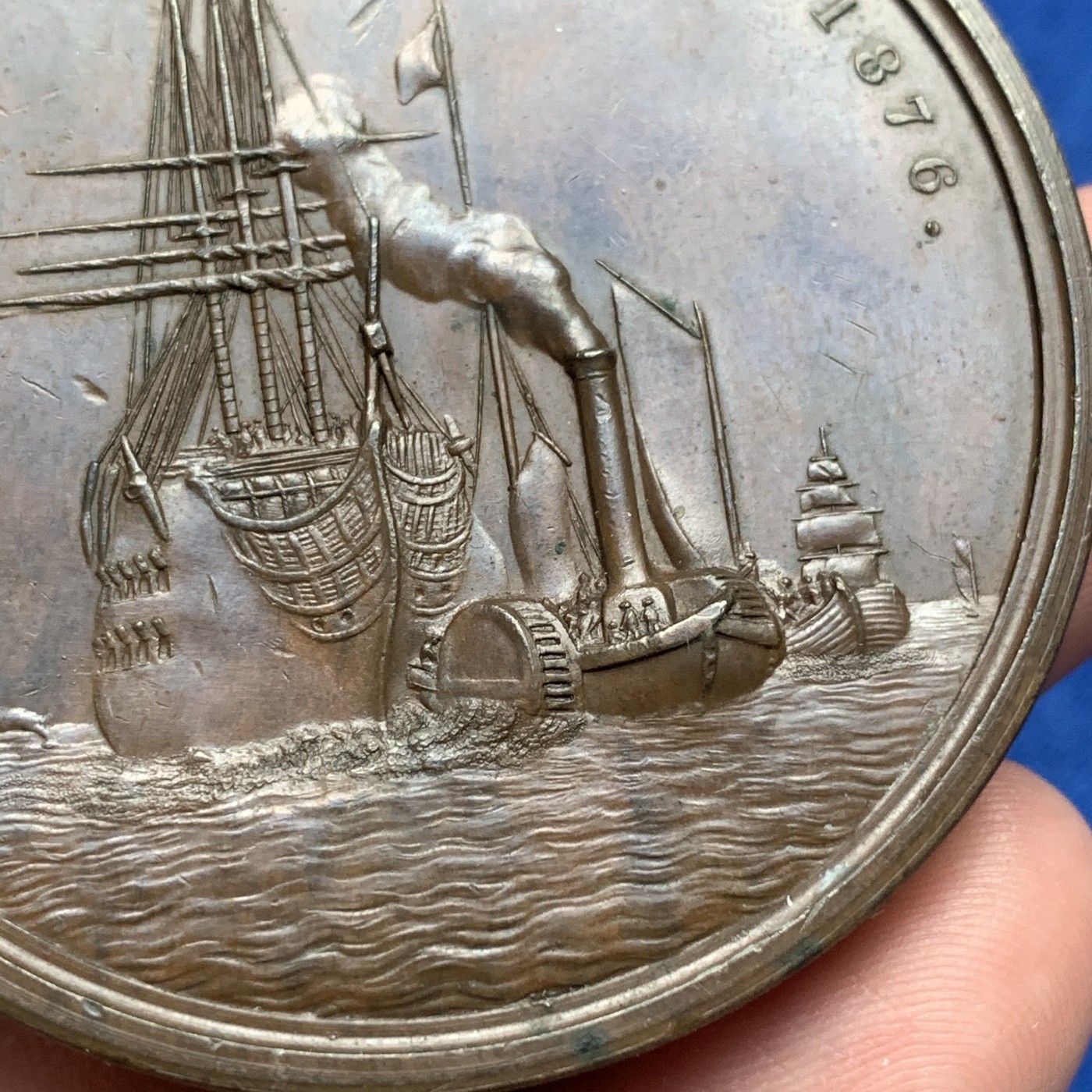 《竞宝斋》第190场-周日，周一 2场 (全场包邮) 伦敦艺术联盟 1876年铜章作品23号，主题：特纳（Turner）55mm，作者：L.C.Wyon 90克 大规格