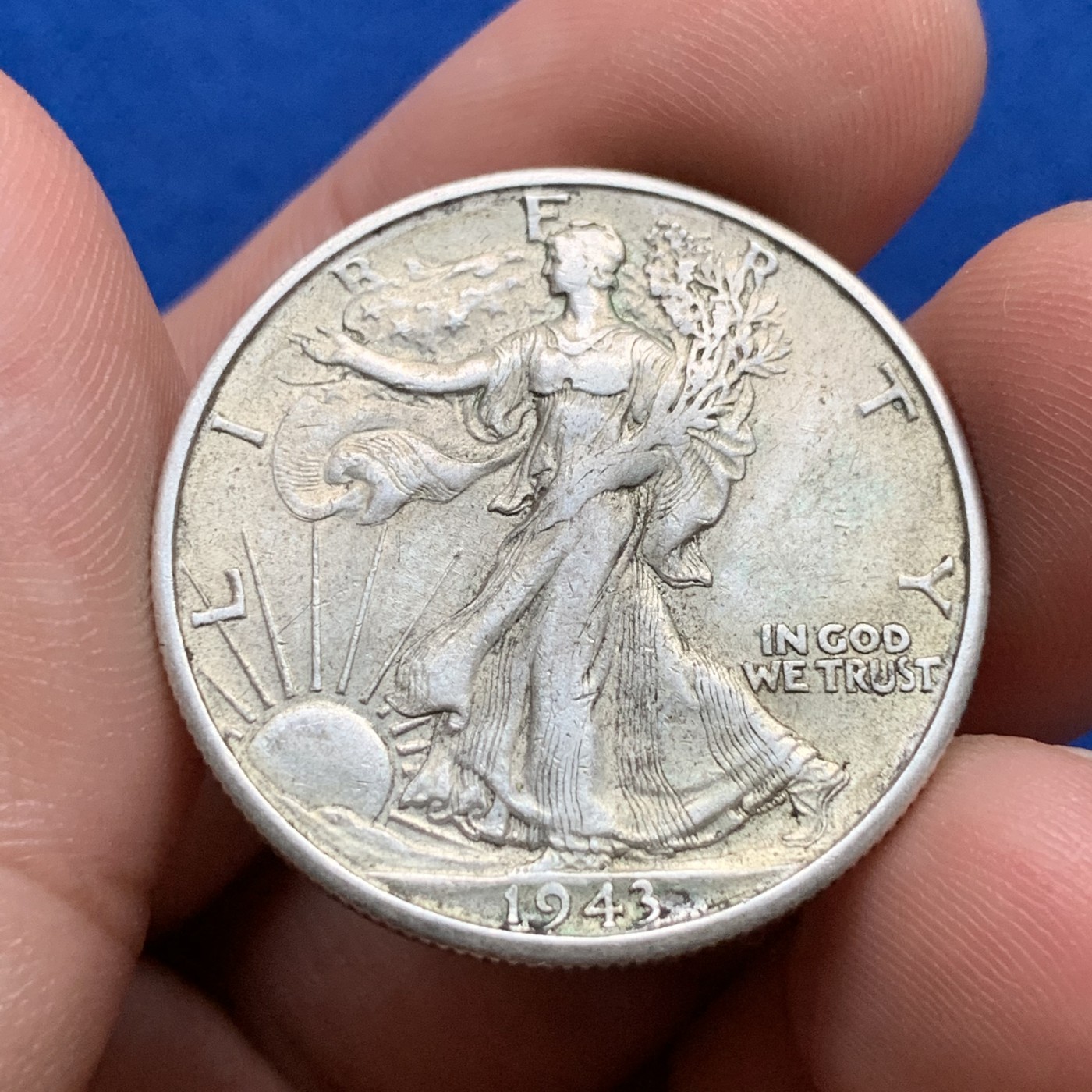 《竞宝斋》第190场-周日，周一 2场 (全场包邮) 美国1943-S行走女神半圆银币 图案完整磨损少的不容易