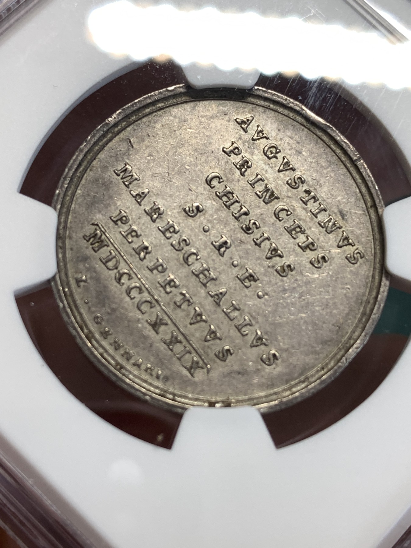 《竞宝斋》第190场-周日，周一 2场 (全场包邮) NGC MS61 梵蒂冈1829年银章