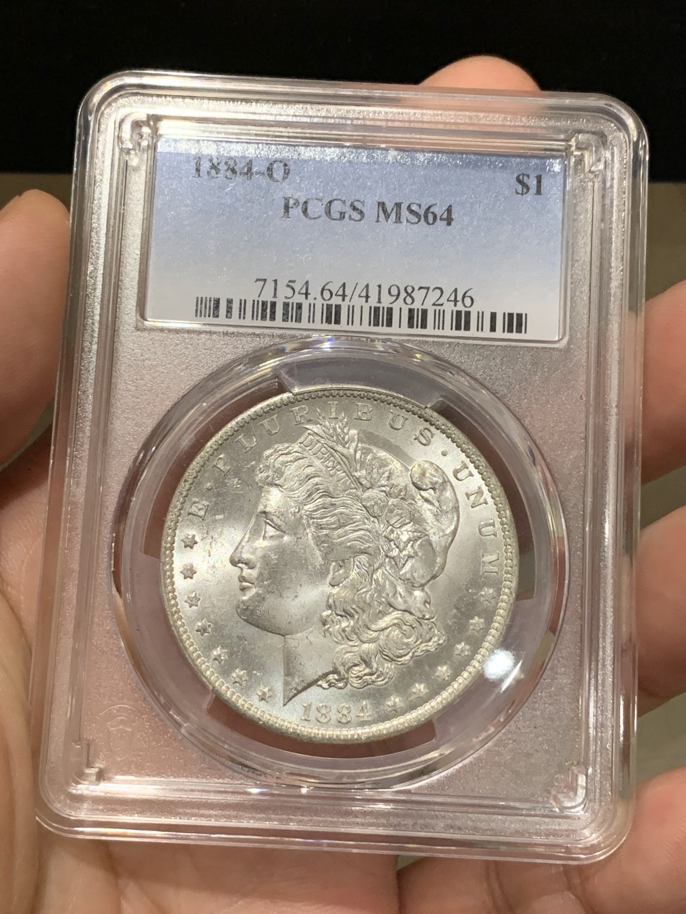 《竞宝斋》第190场-周日，周一 2场 (全场包邮) PCGS-MS64 美国 1884-O 摩根银元 凝霜好看