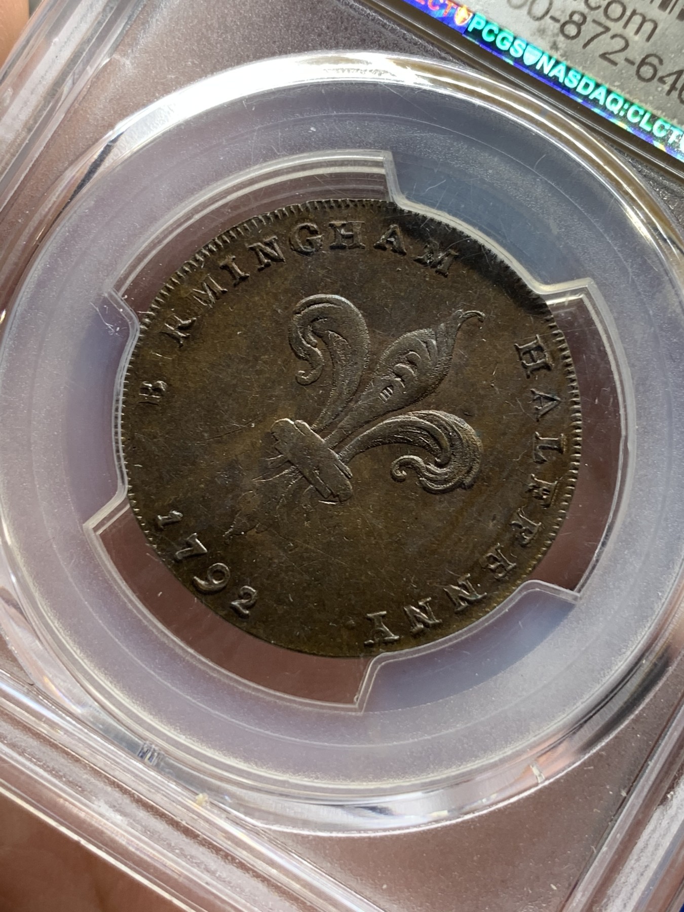 《竞宝斋》第190场-周日，周一 2场 (全场包邮) PCGS MS63BN 英国1792年伯明翰1/2便士代用铜币 冠军分！