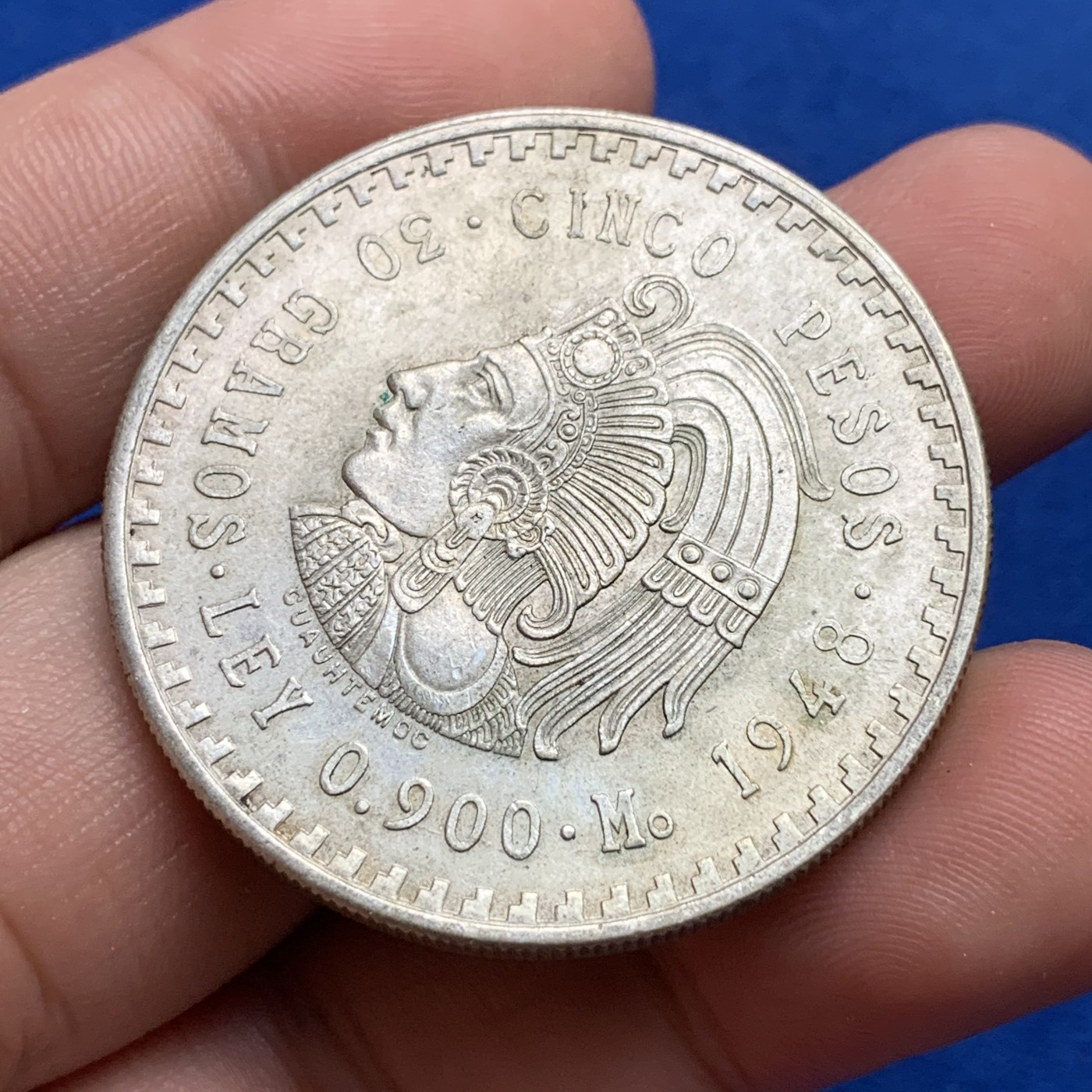 《竞宝斋》第190场-周日，周一 2场 (全场包邮) 墨西哥印第安人1948年5比索大银币