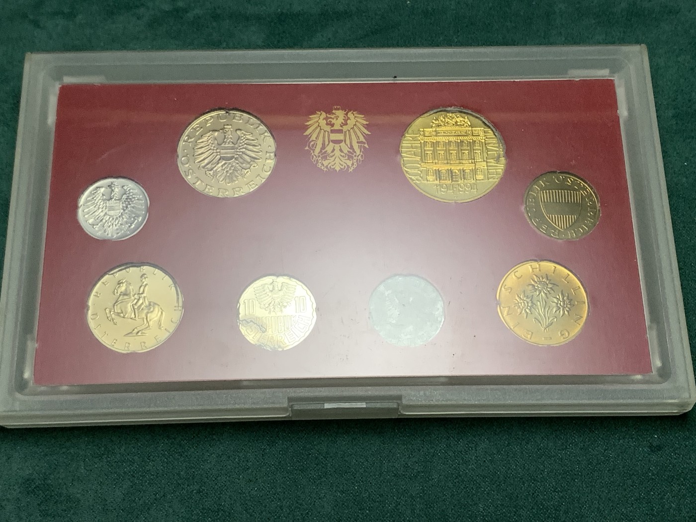 《竞宝斋》第190场-周日，周一 2场 (全场包邮) 原封装 奥地利 1994年 8枚币 精制PROOF套币 少见