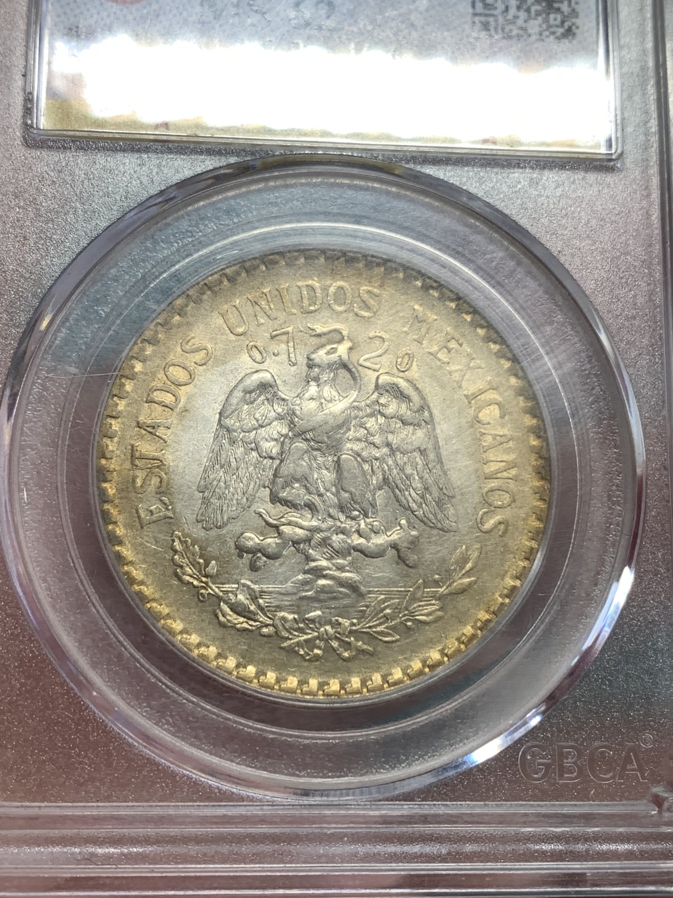 《竞宝斋》第190场-周日，周一 2场 (全场包邮) 公博评级  MS62 墨西哥1比索银币  1922年早期年份