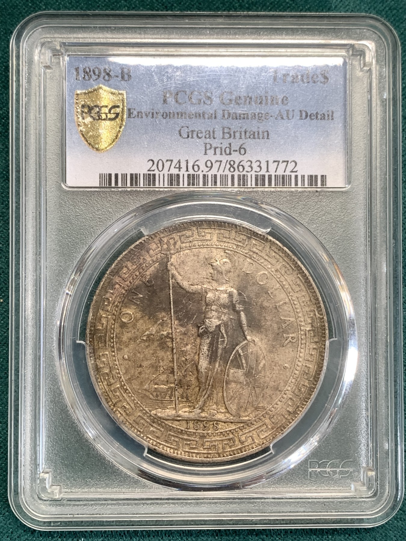 《竞宝斋》第190场-周日，周一 2场 (全场包邮) PCGS AUD 英国1898年站洋银币  味道好