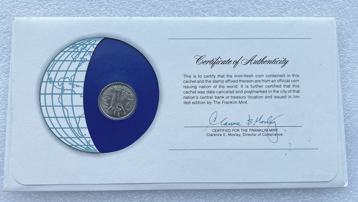 全场一元起拍 富兰克林世界钱币系列-邮币封 第16期 埃塞俄比亚1980年25分硬币邮票首日封