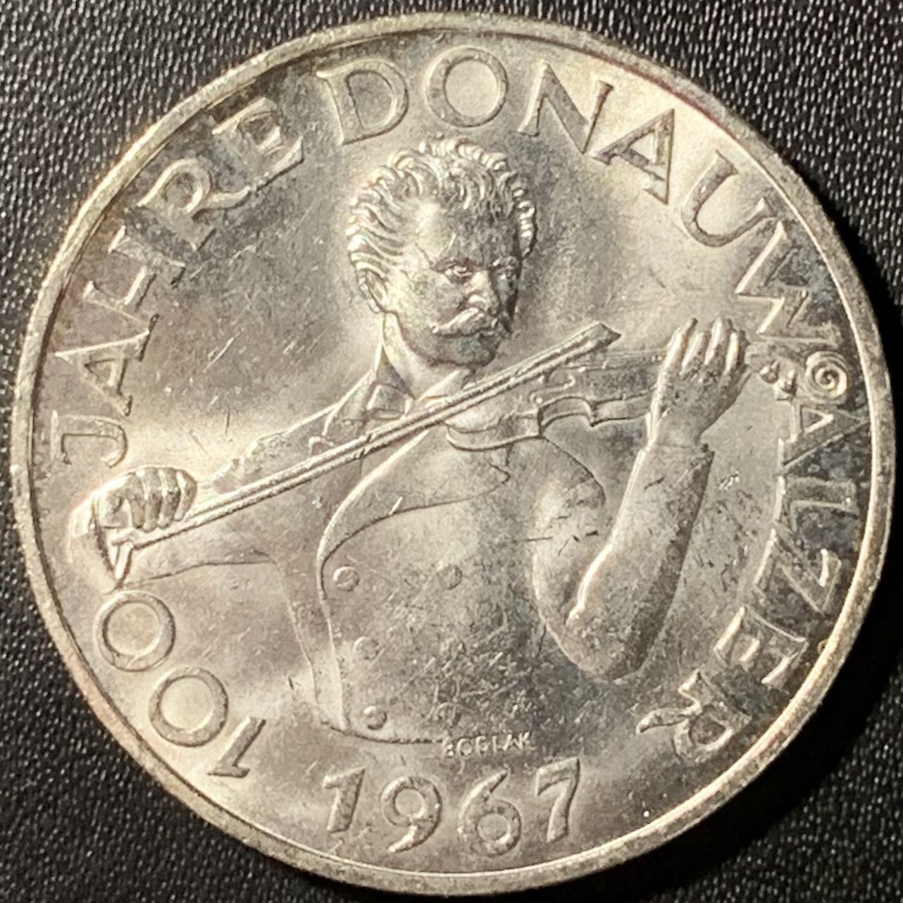 紫瑗钱币——第317期拍卖 奥地利 1967年 音乐家 约翰·斯特劳斯 诞辰100周年 50先令 20克 0.9银 UNC