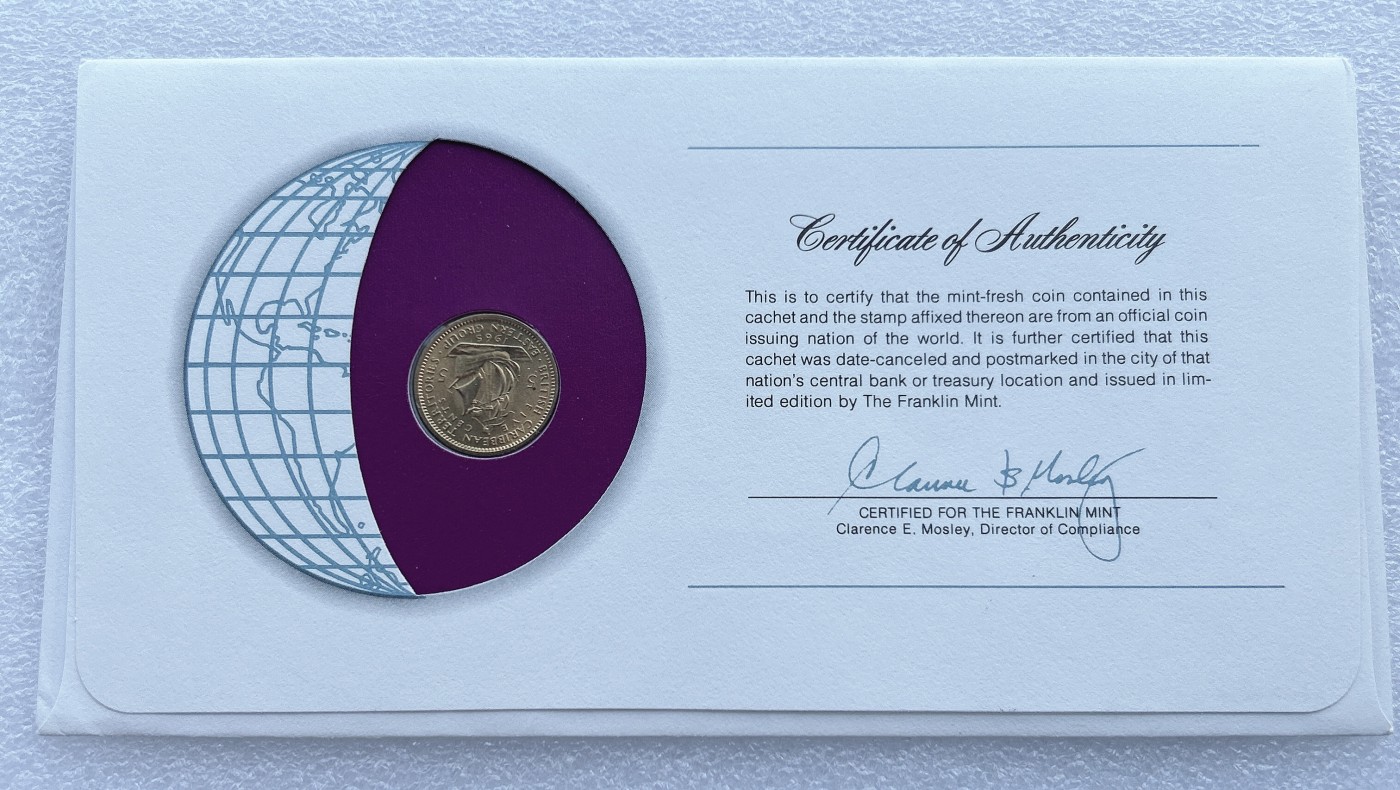 全场一元起拍 富兰克林世界钱币系列-邮币封 第16期 多米尼加1965年5分硬币邮票首日封