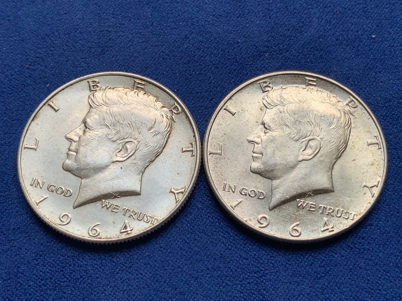 《竞宝斋》第190场-周日，周一 2场 (全场包邮) 两枚一组 美国 1964年 肯尼迪 半美元银币 900银 单枚重量12.5g