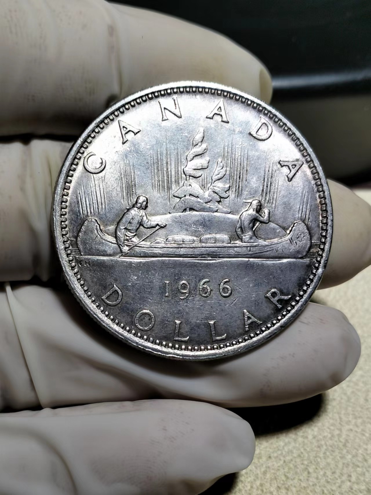 熊太乐钱币拍卖第1场 1966年加拿大伊丽莎白二世划船一元银币