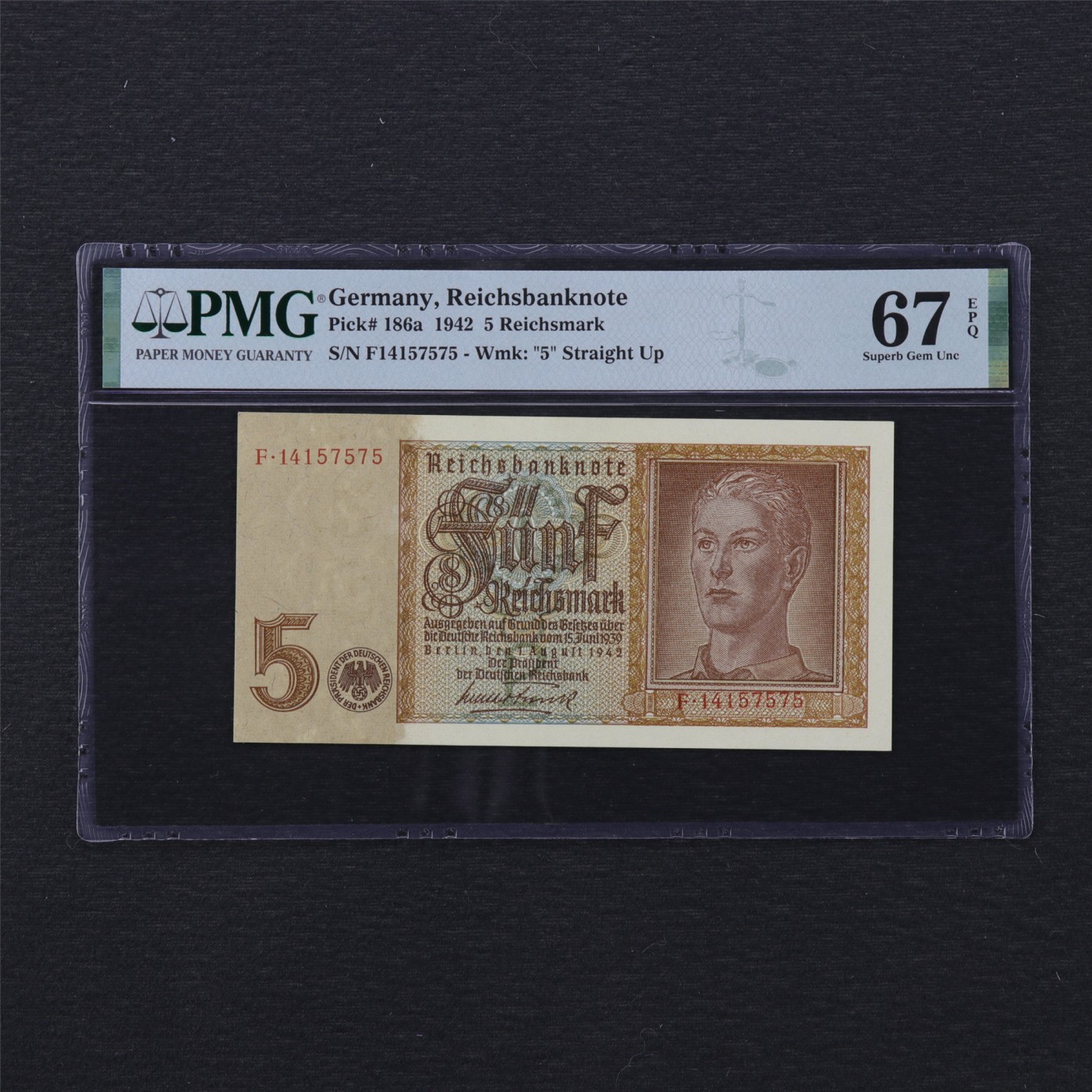 【亘邦集藏】第168期拍卖 1942年 德国5马克 PMG 67EPQ 14157575