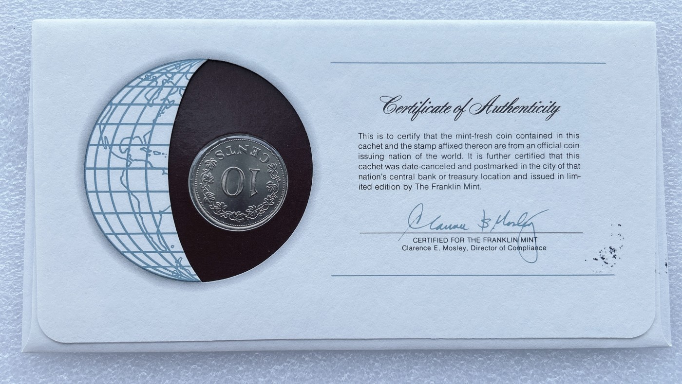 全场一元起拍 富兰克林世界钱币系列-邮币封 第16期 马耳他1972年10分 邮票纪念封