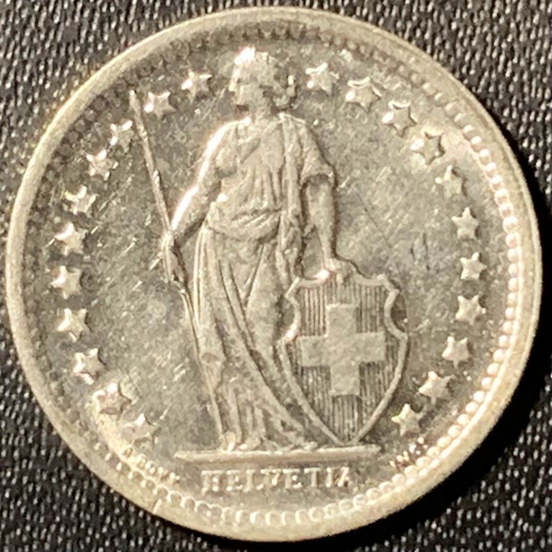 紫瑗钱币——第317期拍卖 瑞士 1967年 赫尔维蒂亚 1/2法郎 2.5克 0.835银 UNC