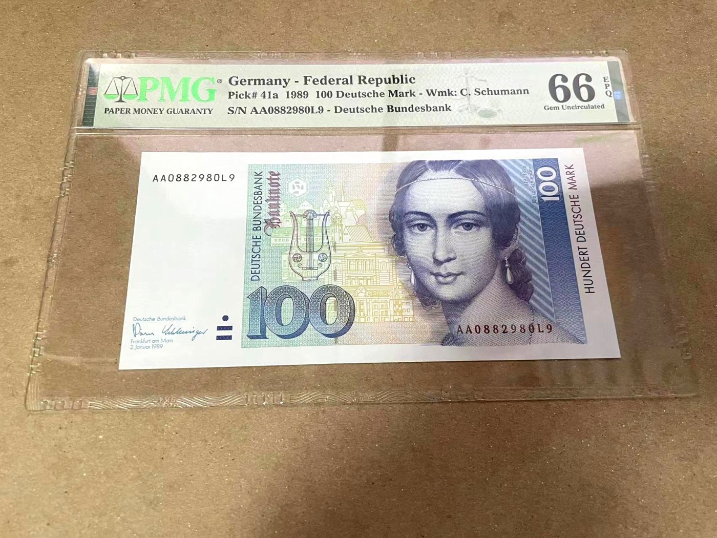 【Blue Auction】✨世界纸币精拍第360期【精】——Irish Free State 【AA冠无47】德国 1989年100马克 PMG66EPQ 克拉拉