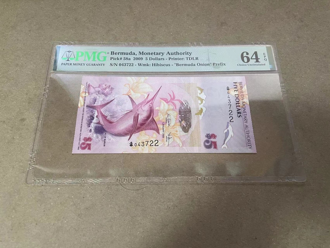 【Blue Auction】✨世界纸币精拍第360期【精】——Irish Free State 【洋葱冠】百慕大 2009年5元 PMG64EPQ  