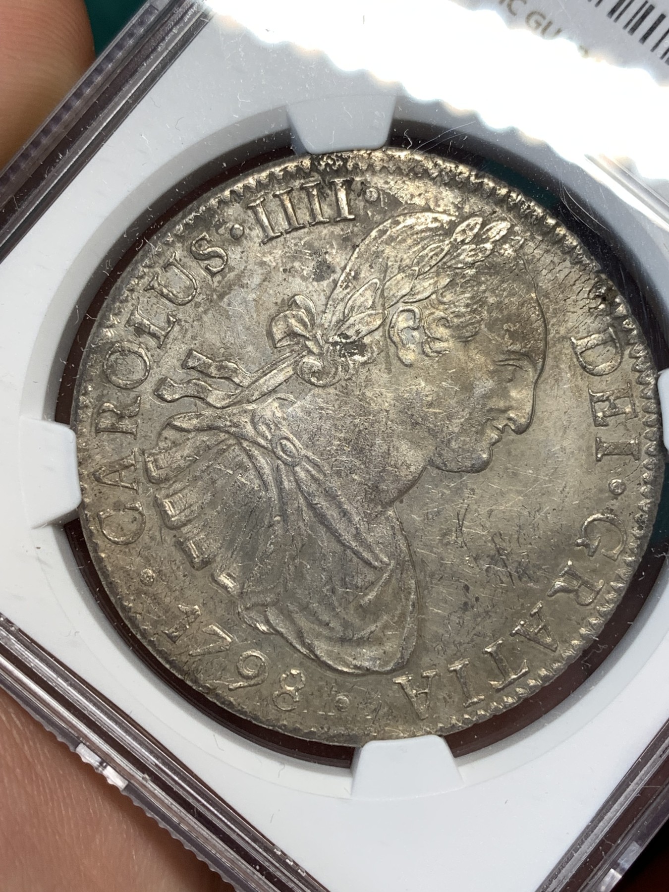 《竞宝斋》第190场-周日，周一 2场 (全场包邮) NGC-MS60 西属墨西哥 卡四 双柱 1798 MO FM 8瑞尔 大银币 外拍疯涨