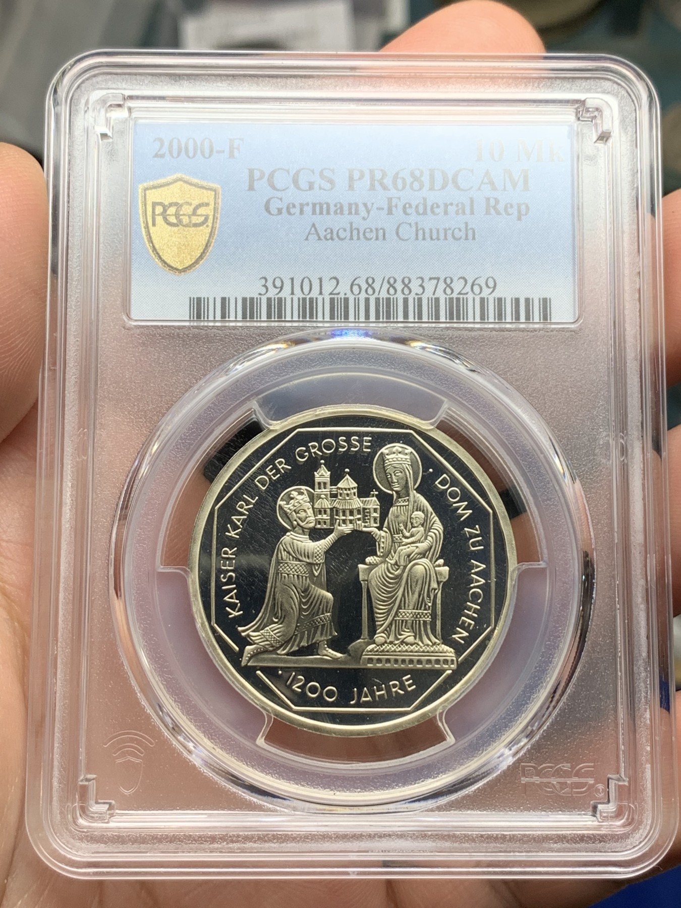 《竞宝斋》第190场-周日，周一 2场 (全场包邮) PCGS PR68DCAM 2000-F德国精制10马克纪念银币
