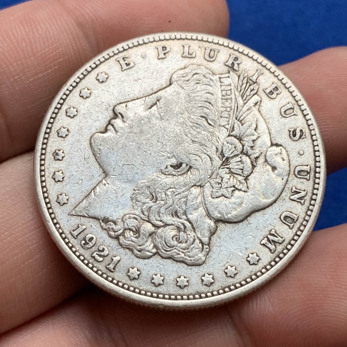 《竞宝斋》第190场-周日，周一 2场 (全场包邮) 美国1921年摩根银元 1美元银币 自然流通 可藏