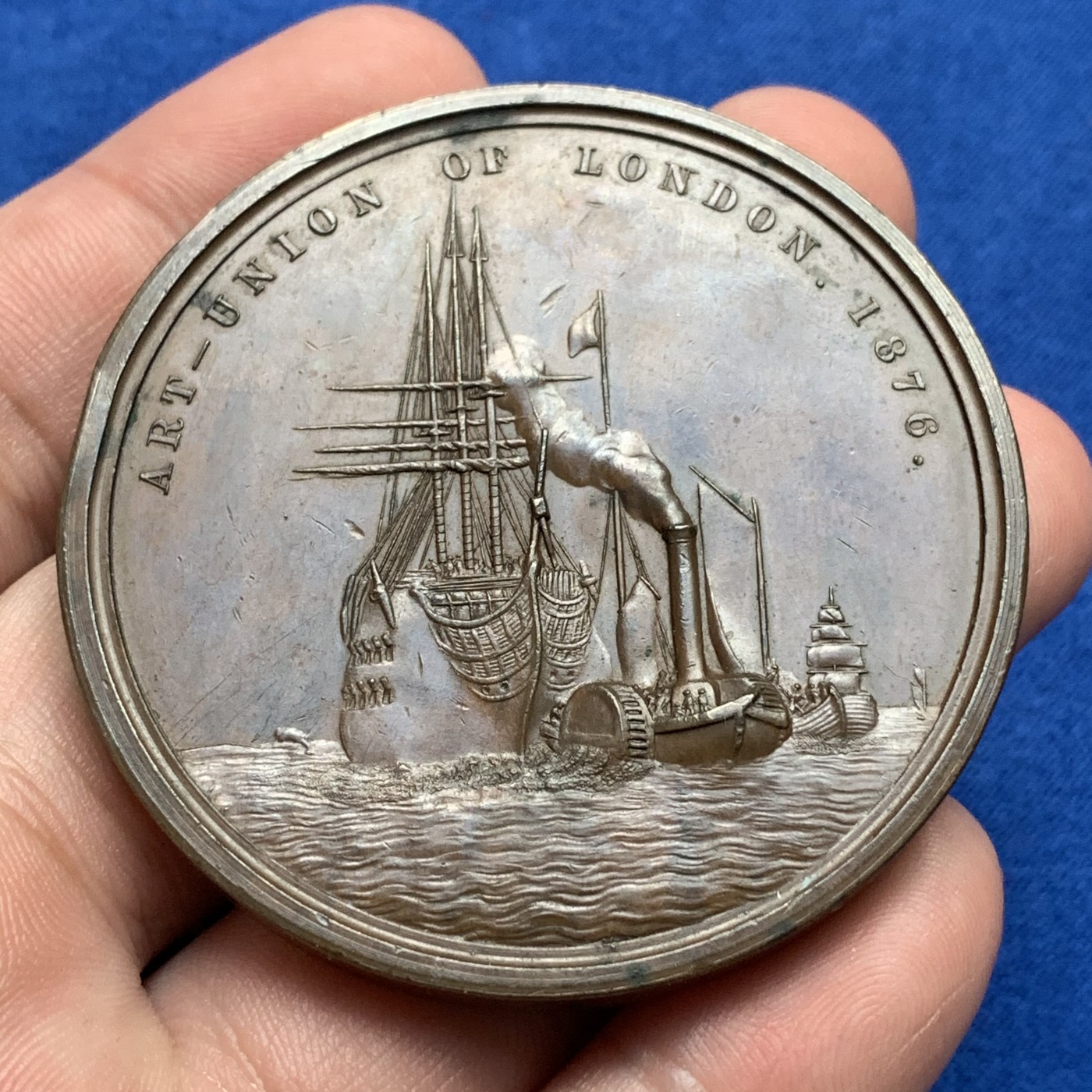 《竞宝斋》第190场-周日，周一 2场 (全场包邮) 伦敦艺术联盟 1876年铜章作品23号，主题：特纳（Turner）55mm，作者：L.C.Wyon 90克 大规格