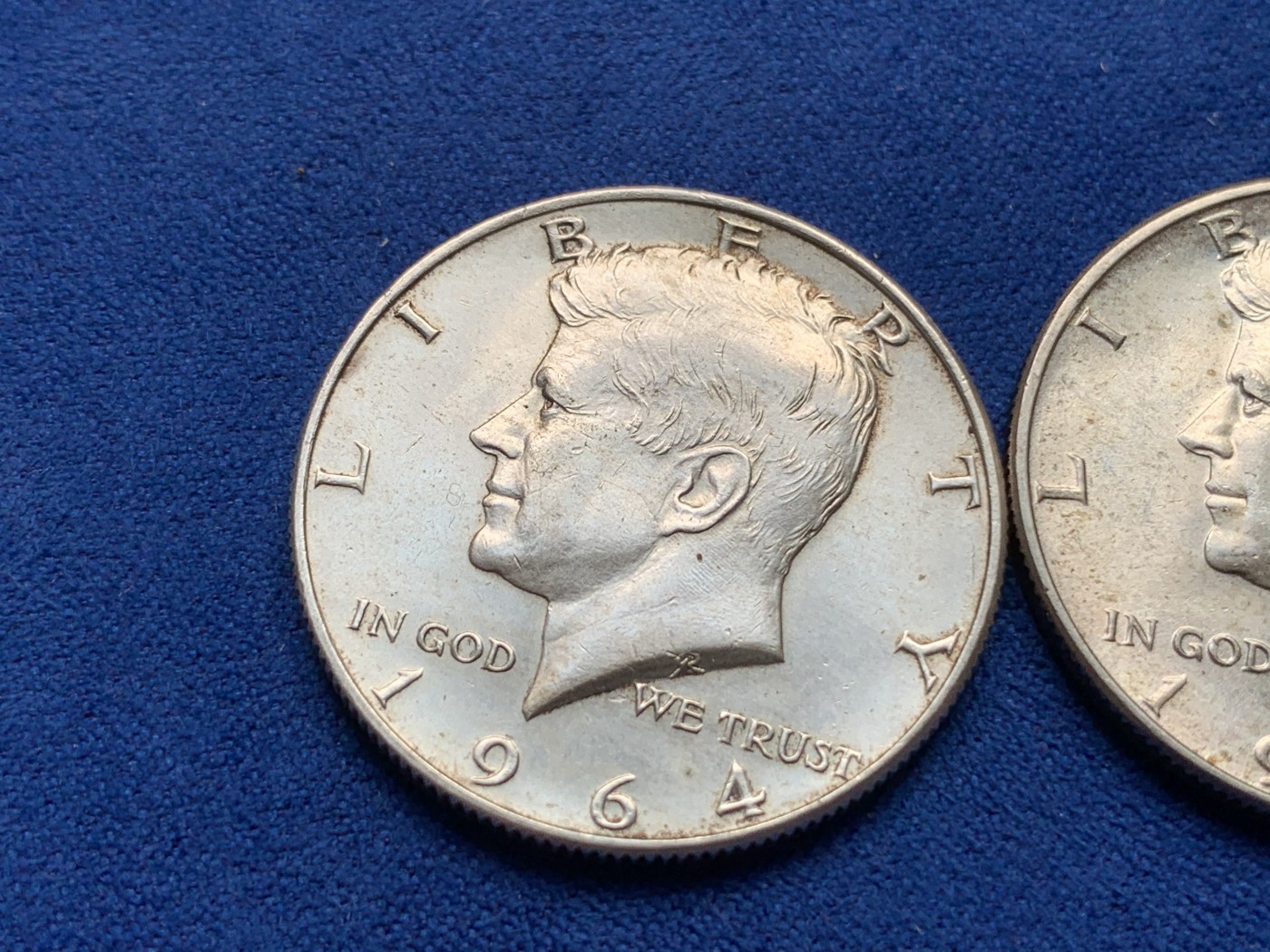 《竞宝斋》第190场-周日，周一 2场 (全场包邮) 两枚一组 美国 1964年 肯尼迪 半美元银币 900银 单枚重量12.5g