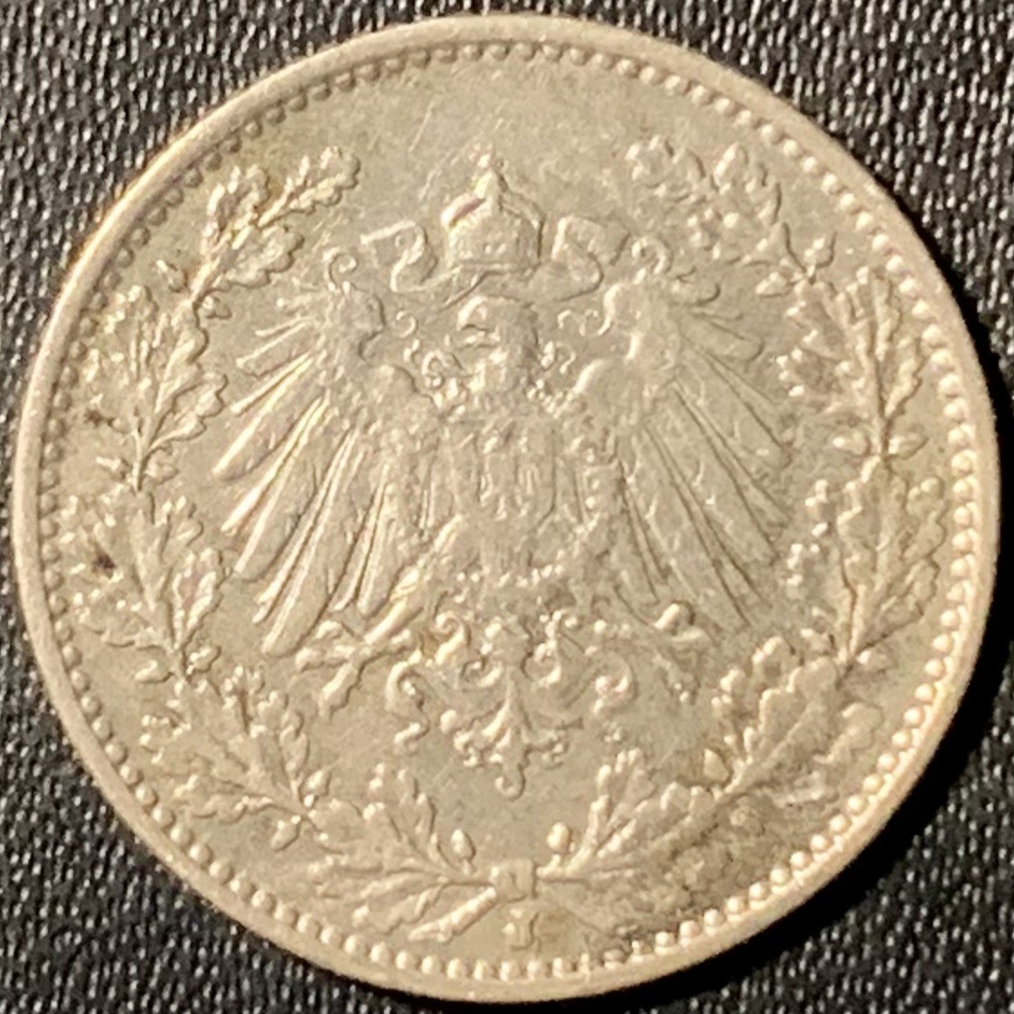 紫瑗钱币——第317期拍卖 德国 1916年 J版 第二帝国 1/2马克 2.77克 0.9银