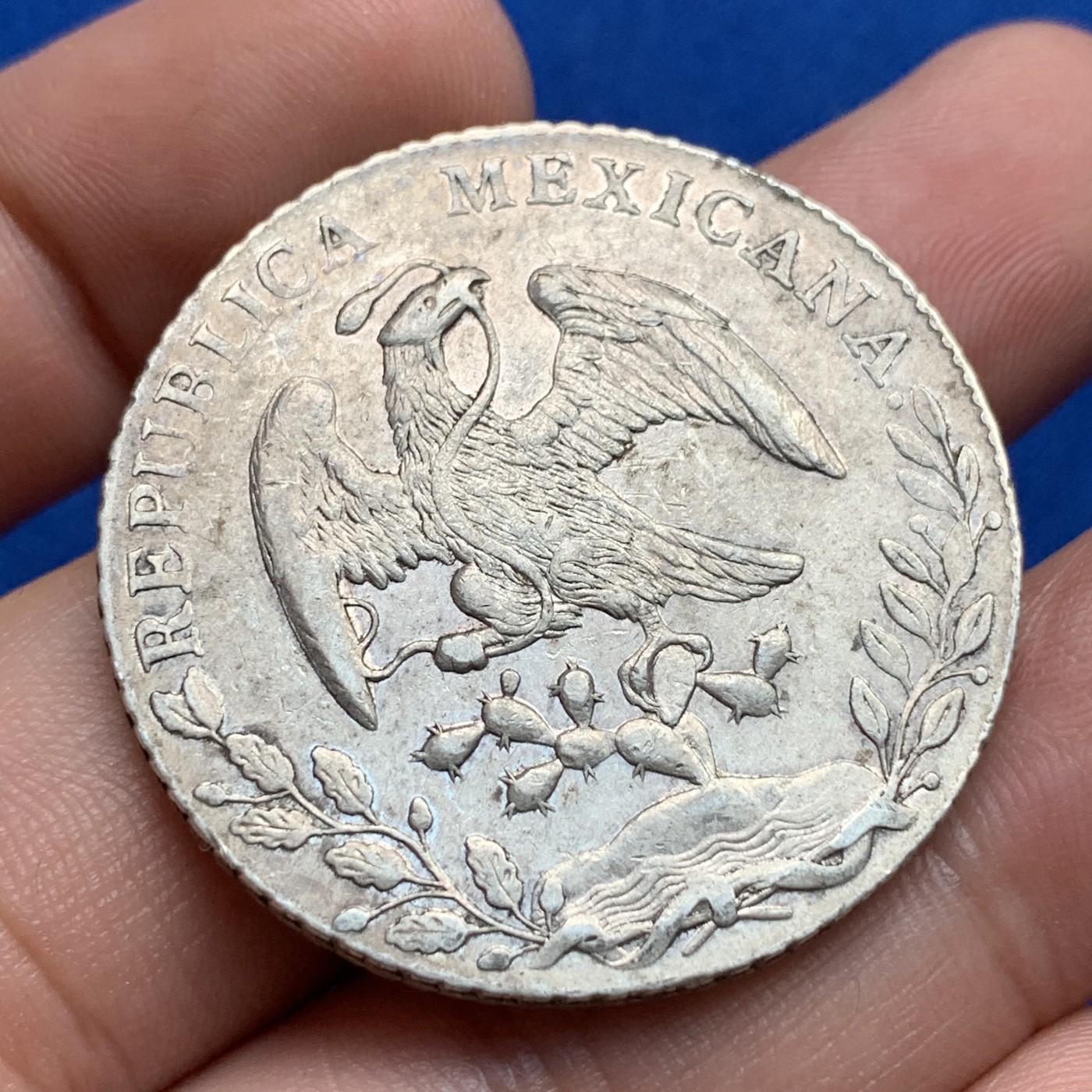 《竞宝斋》第190场-周日，周一 2场 (全场包邮) 墨西哥1887年花边鹰洋8R大银币 无明显磕碰