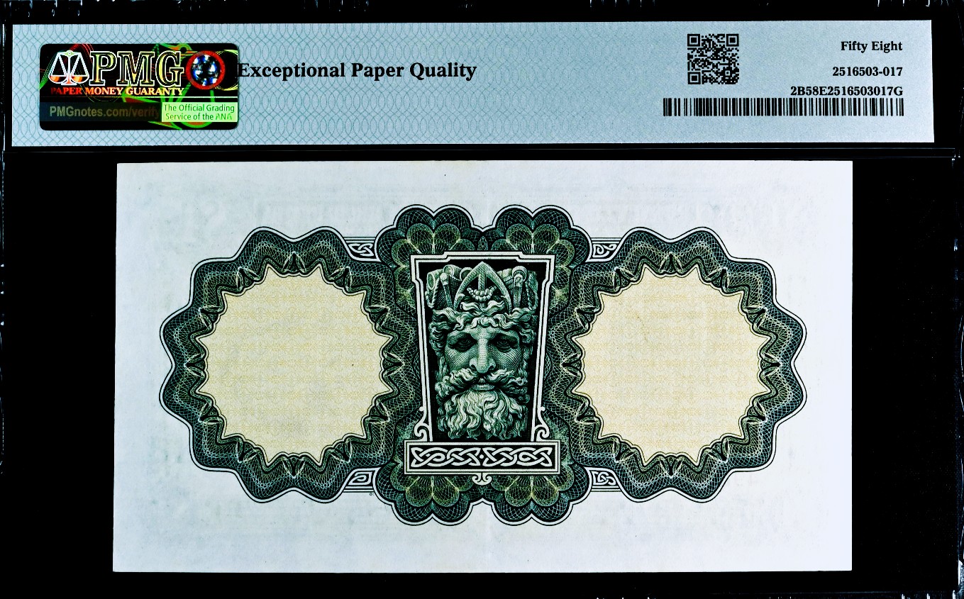 【Blue Auction】✨世界纸币精拍第360期【精】——Irish Free State 【P2B 唯一冠军分 拉弗雷夫人早期珍品】爱尔兰Currency Commission 1939年1镑 PMG58EPQ 原票难得 非后期七八十年代爱尔兰共和国发行版本 49L关门冠 仅发行10万张 亚军分仅45分 只有7个记录 珍罕  