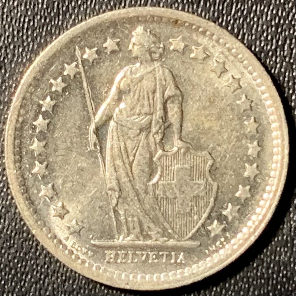 紫瑗钱币——第296期拍卖 瑞士 1966年 赫尔维蒂亚 1/2法郎 2.5克 0.835银 UNC