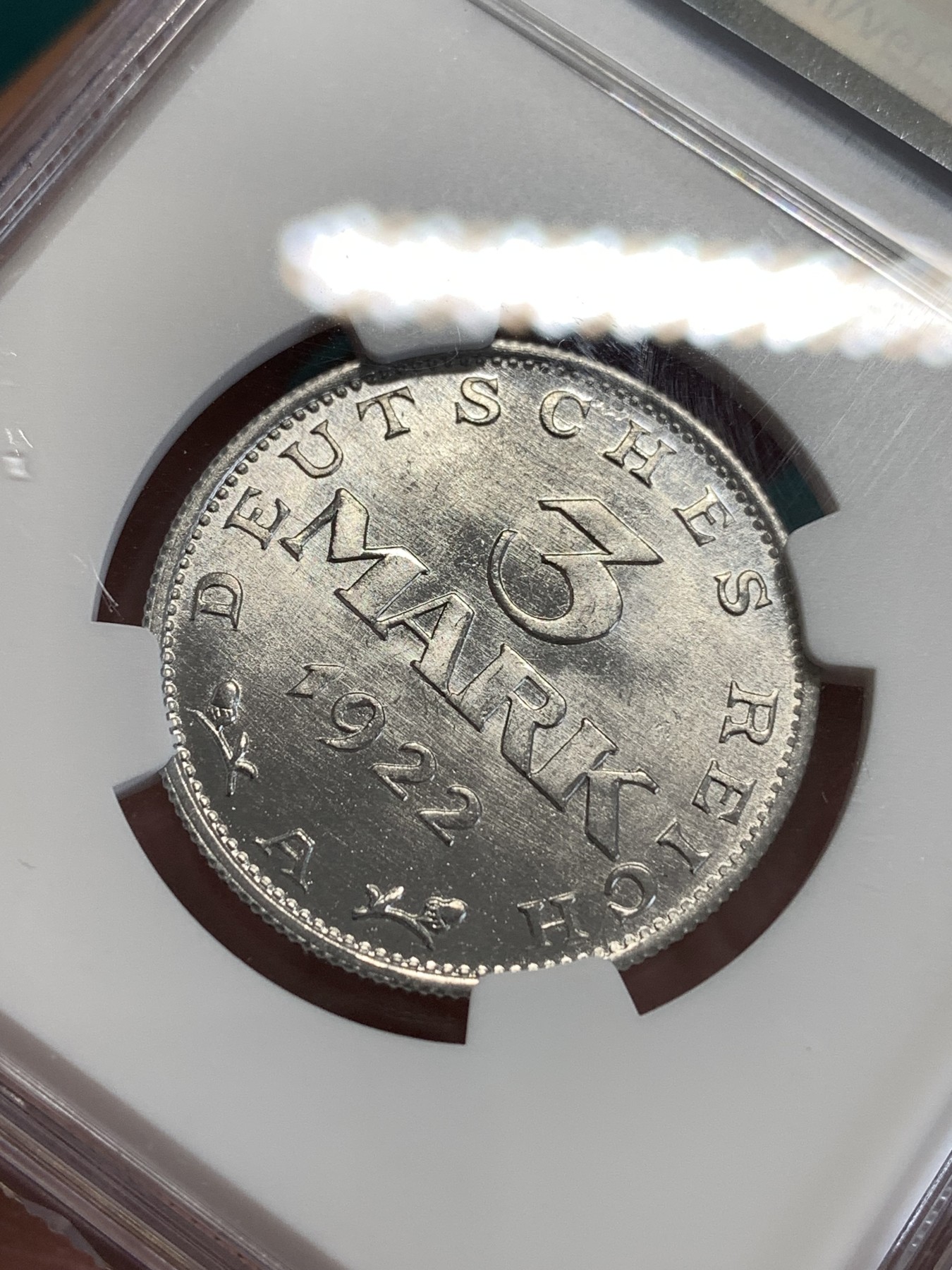 《竞宝斋》第190场-周日，周一 2场 (全场包邮) NGC-MS66   德国 1922 A厂3马克铝币