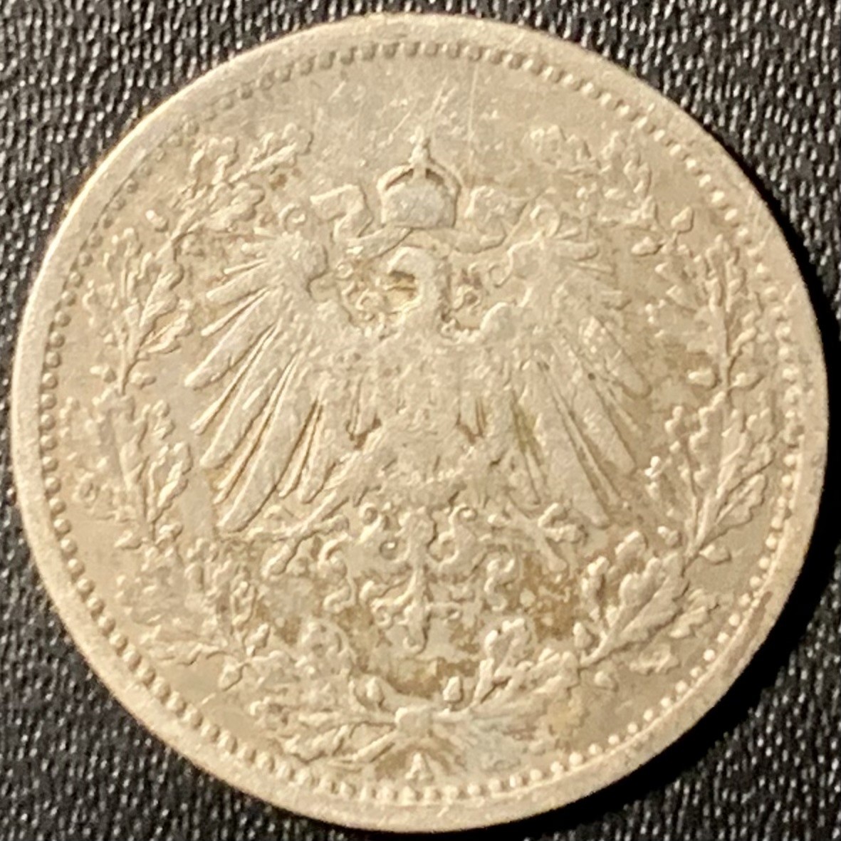 紫瑗钱币——第317期拍卖 德国 1909年 A版 第二帝国 1/2马克 2.77克 0.9银