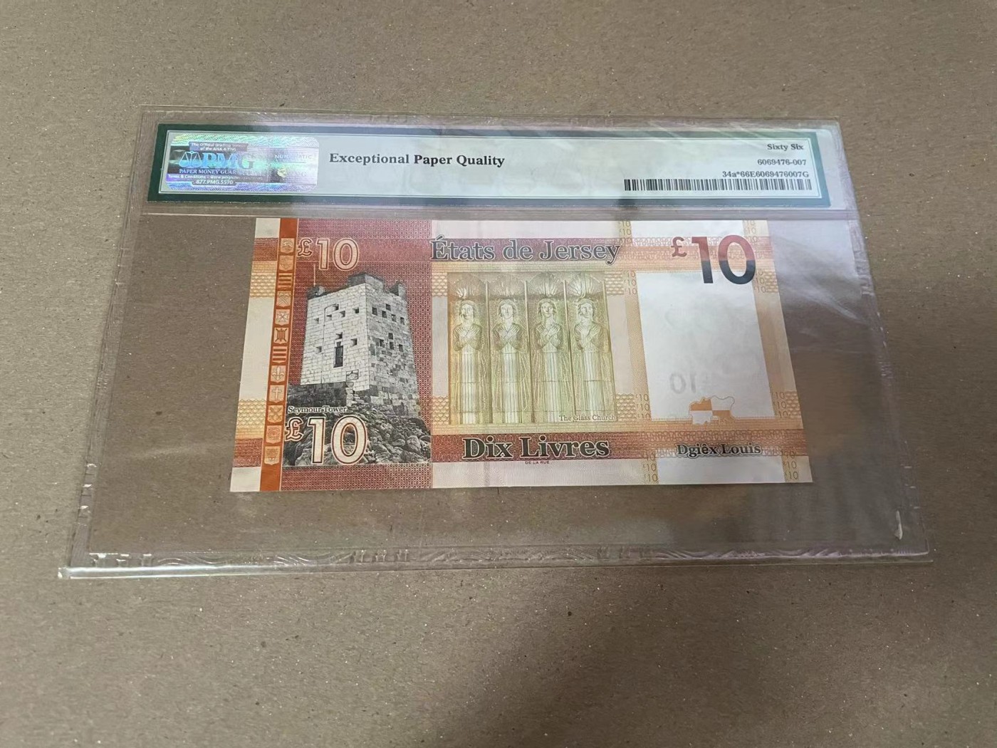 【Blue Auction】✨世界纸币精拍第360期【精】——Irish Free State 【补号无47】泽西 2010年10镑 女王 PMG66EPQ 