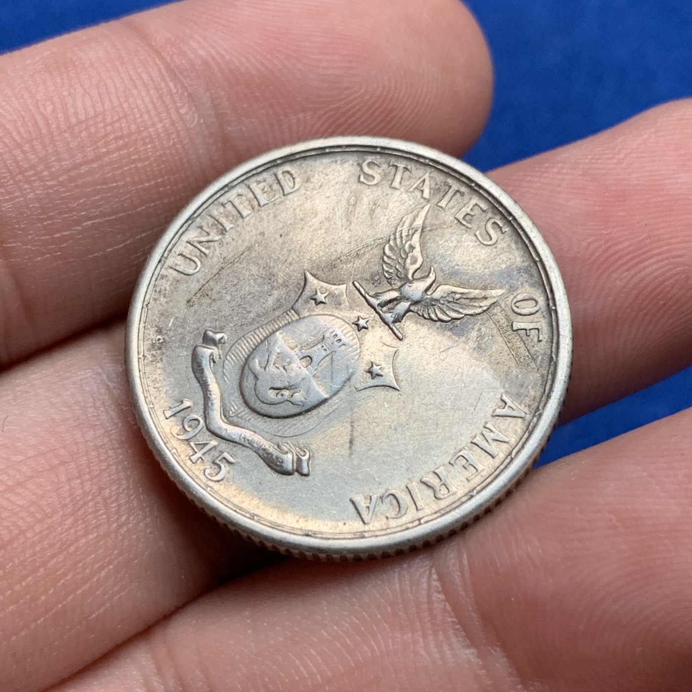 《竞宝斋》第190场-周日，周一 2场 (全场包邮) 美属菲律宾 1945年 打铁女人 50分银币 状态细节都不错