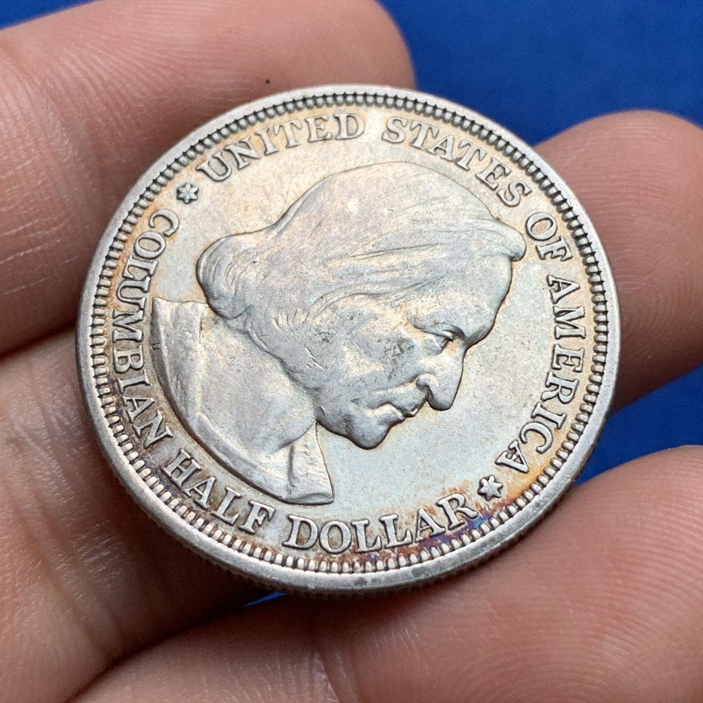 《竞宝斋》第190场-周日，周一 2场 (全场包邮) 美国1893年哥伦布博览会纪念半圆银币 第一枚纪念币 摩根巴伯名家设计图案清晰漂亮