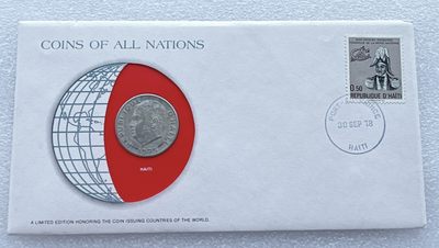 全场一元起拍 富兰克林世界钱币系列-邮币封 第16期 - 海地1975年50分 邮币封