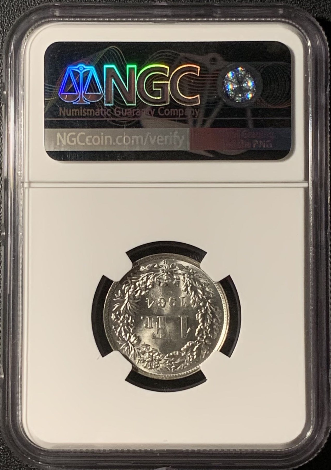 紫瑗钱币——第296期拍卖 瑞士 1964年 赫尔维蒂亚 1法郎 银币 NGC MS63