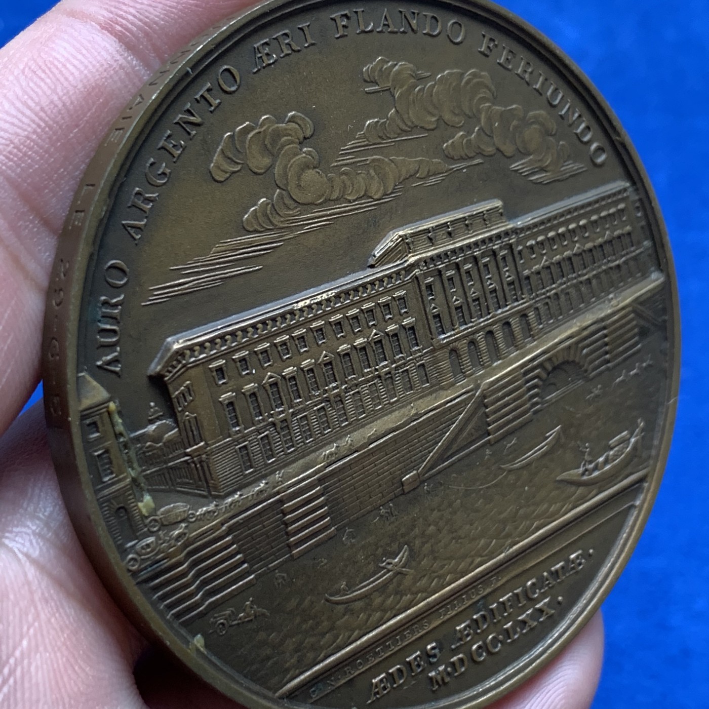 《竞宝斋》第190场-周日，周一 2场 (全场包邮) 法国 路易十五 1770 巴黎造币厂 建成纪念铜章 超大规格117克 64.8mm直径 本枚应该是早期复刻版 细节好 高浮雕