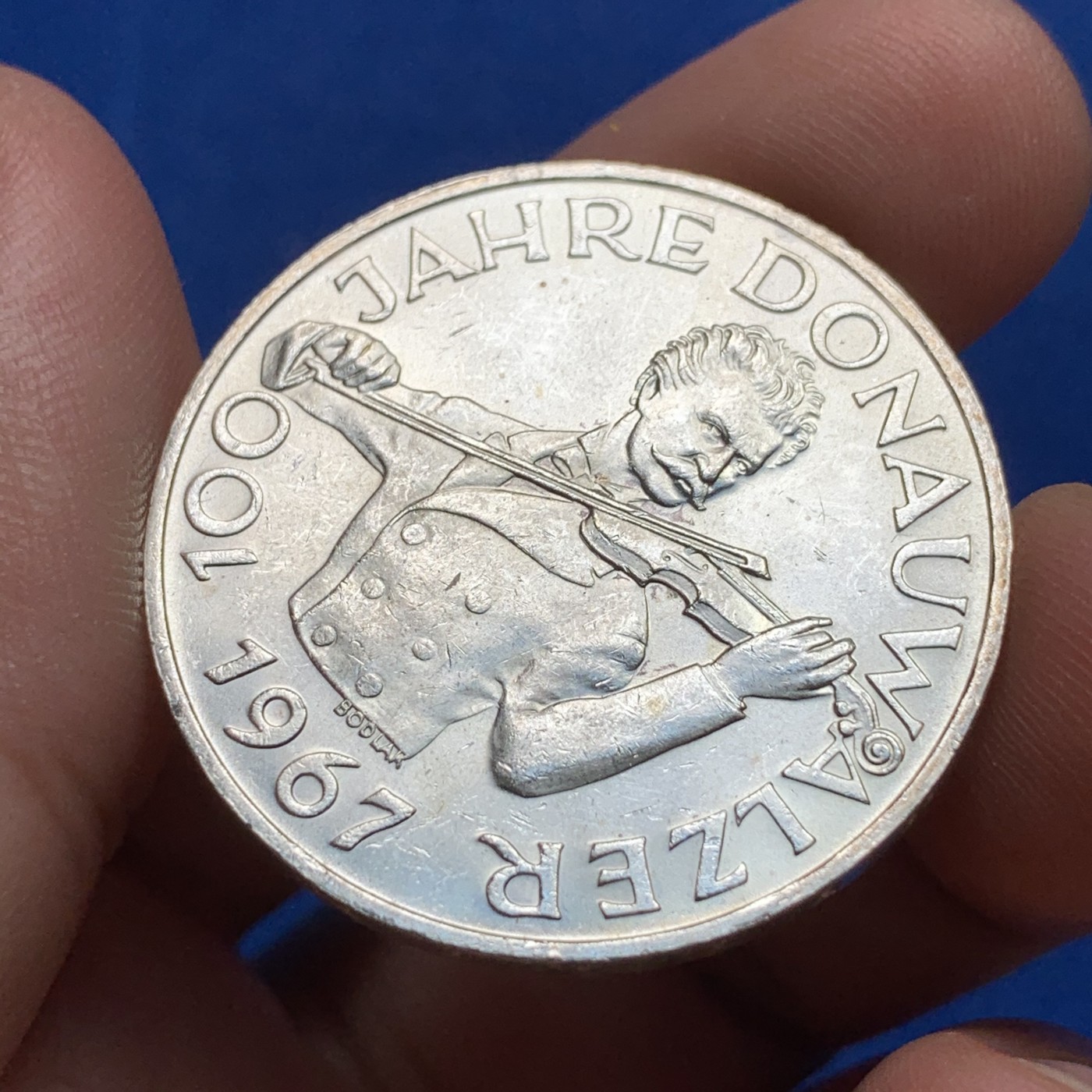 《竞宝斋》第190场-周日，周一 2场 (全场包邮) 奥地利  1967年50先令  约翰斯特劳斯银币  20克  0.9银 UNC