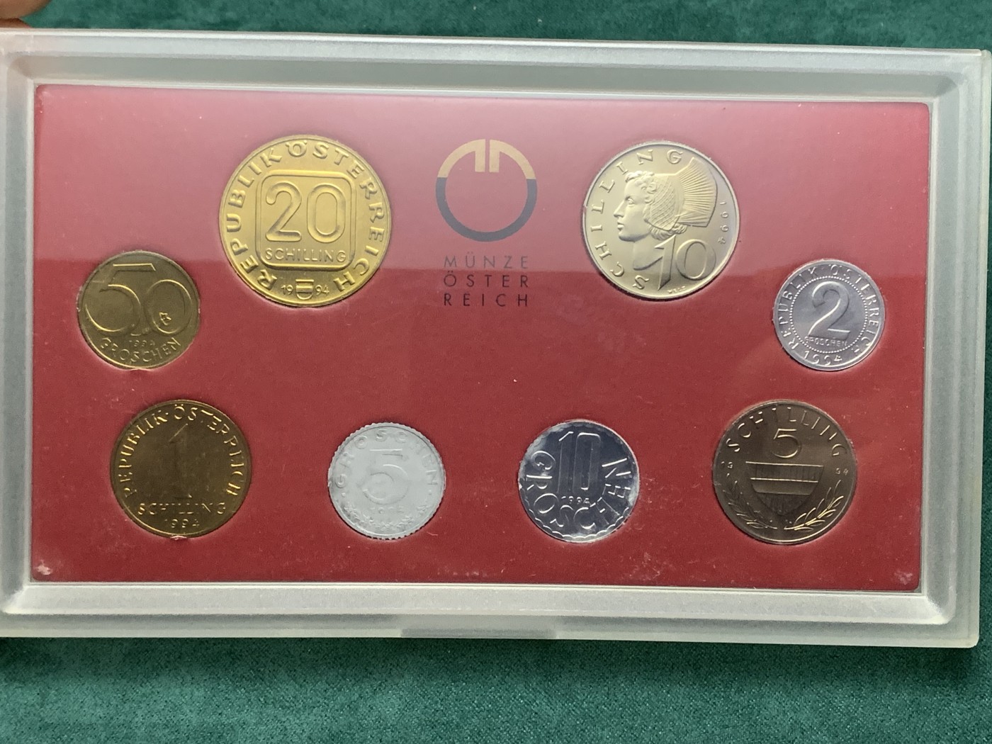 《竞宝斋》第190场-周日，周一 2场 (全场包邮) 原封装 奥地利 1994年 8枚币 精制PROOF套币 少见