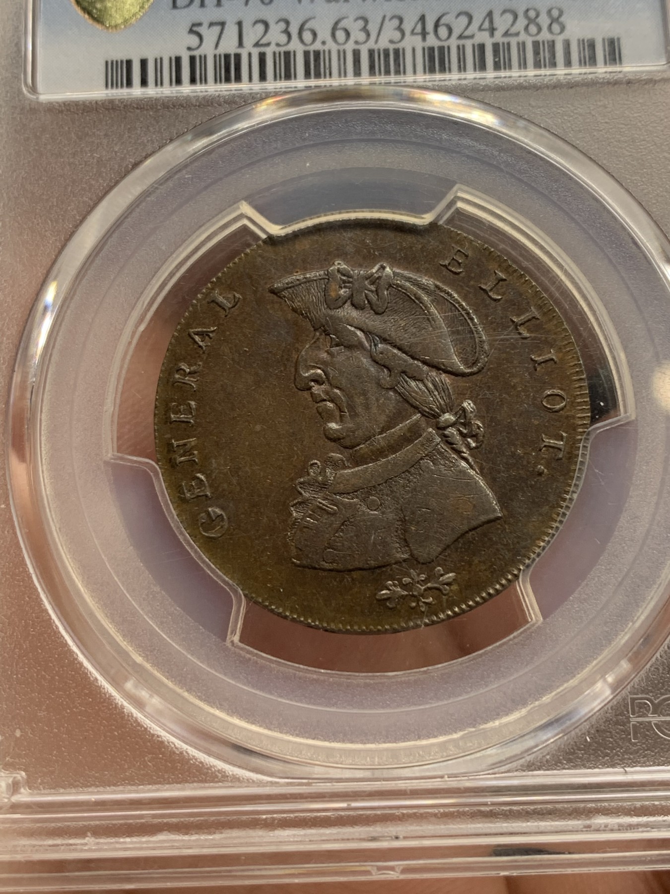 《竞宝斋》第190场-周日，周一 2场 (全场包邮) PCGS MS63BN 英国1792年伯明翰1/2便士代用铜币 冠军分！
