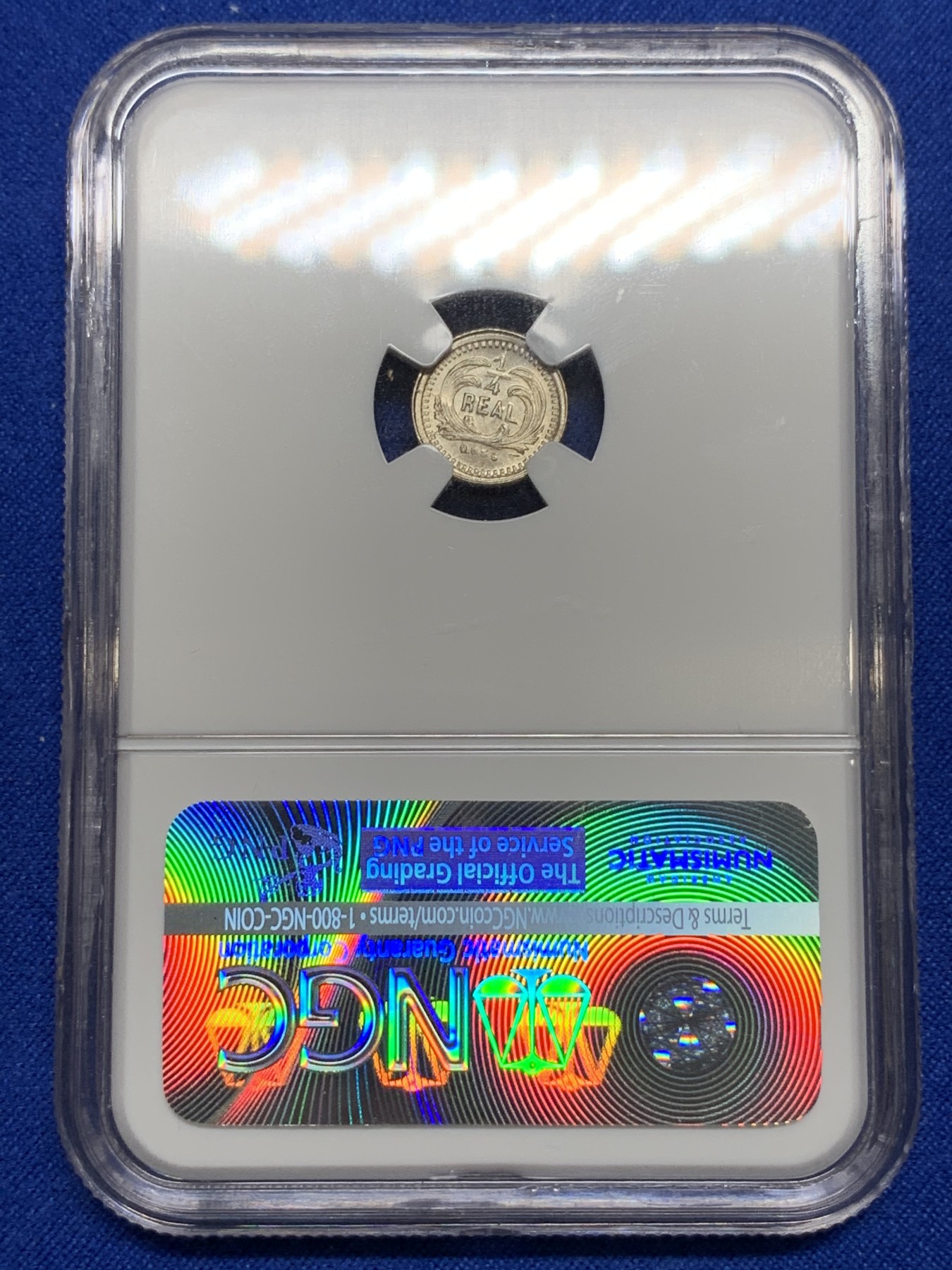 《竞宝斋》第190场-周日，周一 2场 (全场包邮) NGC MS64 危地马拉1884年小火山1/4瑞尔银币 少见早期版本