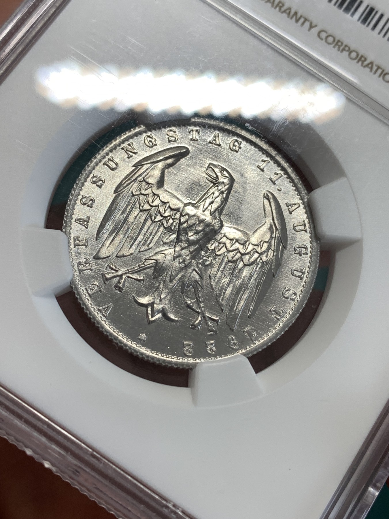 《竞宝斋》第190场-周日，周一 2场 (全场包邮) NGC-MS66   德国 1922 A厂3马克铝币